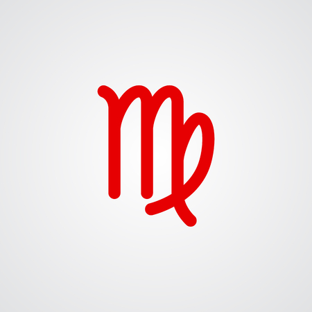 Virgo zodiac symbol, red zodiac flat isolated icon on the gray backgroundのイラスト素材
