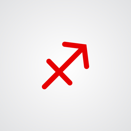 Sagittarius zodiac symbol, red zodiac flat isolated icon on the gray backgroundのイラスト素材