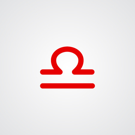 Libra zodiac symbol, red zodiac flat isolated icon on the gray backgroundのイラスト素材