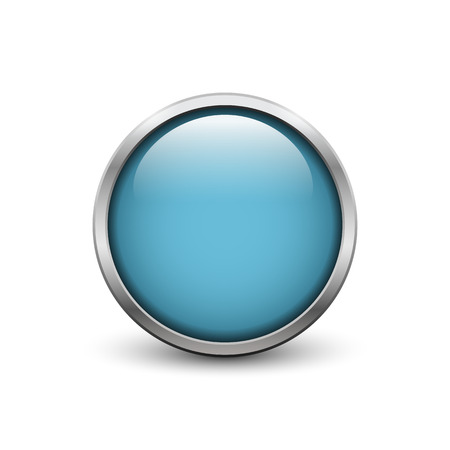 Blue button with metal frame and shadowのイラスト素材