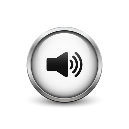 High volume white button with metal frame and shadowのイラスト素材