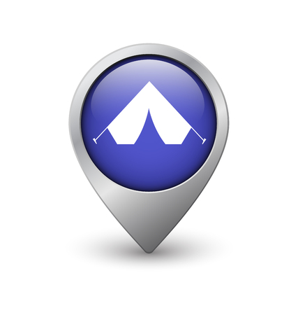 Tent map pointer, blue with metal frame and shadowのイラスト素材