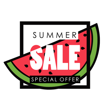 'Summer sale' vector illustration with watermelon slice backgroundのイラスト素材