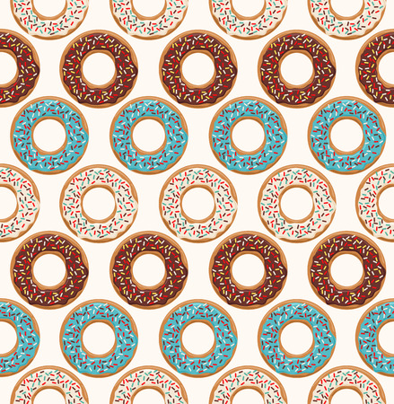Vector seamless pattern with glazed colored donutsのイラスト素材