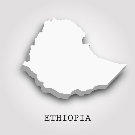 Ethiopia blank 3D map isolated on gray backgroundのイラスト素材