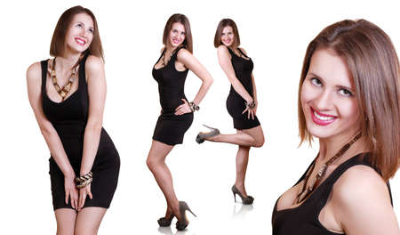 Images of young attractive girl brightly expressing her emotionsの写真素材