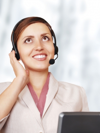 Portrait of attractive adult woman - suport service operatorの写真素材