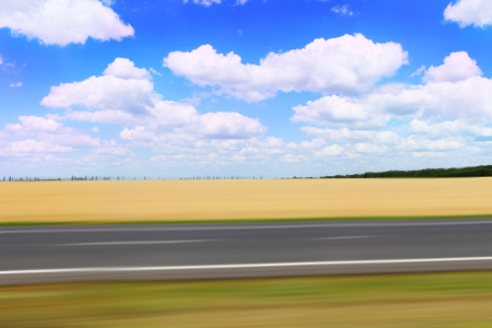 Image of highway  shooting on speed from carの写真素材