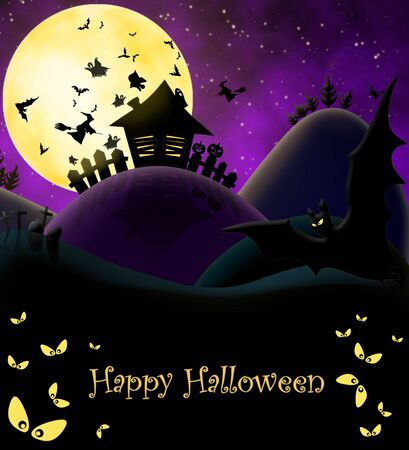 Happy Halloween illustration with fairy tale evil spiritsの写真素材