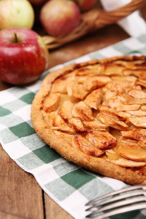 Seasonal homemade bakery with ripe apples. Close up image.の写真素材