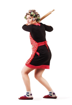 Comic scene - housewife like  baseball batter player の写真素材
