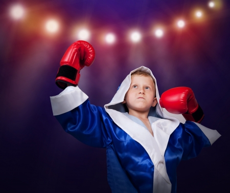 Young boxer triumph witn his winの写真素材