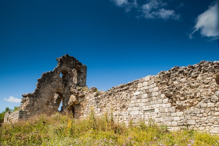 Ruins of citadel Mangup Kale historical park in Crimea, Ukraineの写真素材