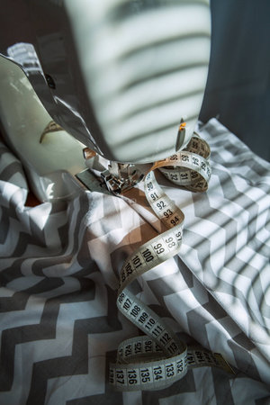 Sewing machine with meter close up image