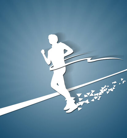 Running Man white paper silhouetteの写真素材