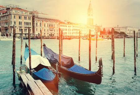 Venecian gondolas on Grande Chanelの写真素材