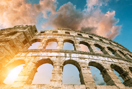 Pula amfitheater with dramatic skyの写真素材