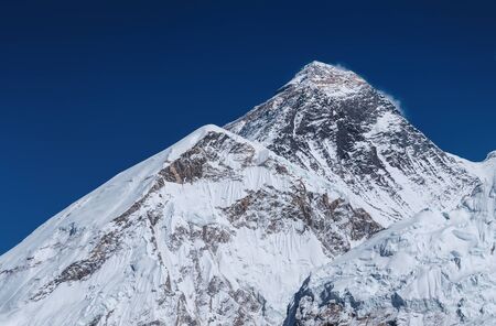 South-west Face of Mount Everest or Sagarmatha or Chomolungma or Zhumulangma 8848m view from Kala Patthar  mountの写真素材