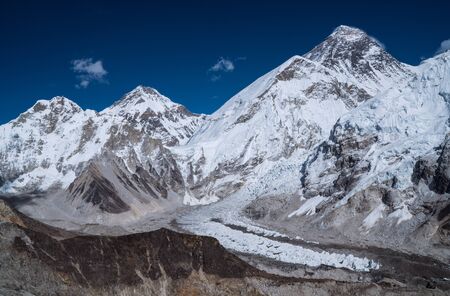 South-west face of Mount Everest 8848m with Khumbu Glacier from Kala Patthar 5644m viewの写真素材