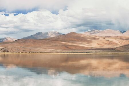 Himalayan mountains mirrored reflectedの写真素材