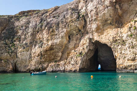 Wonder of Nature - Inland Sea lagoon of seawater on the Gozo island near San Lawrenz, Malta. Inland...