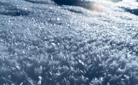 White snow crust winter high definition image with sun back light.の写真素材