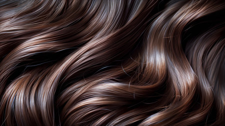 Luxurious brunette strands cascade elegantly, exuding sophistication and allure. Captivating close-up showcases healthy, well-maintained hair. Perfect for beauty and hair care concepts.の素材