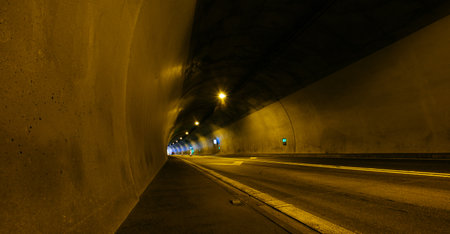 Tunnel Svrcinovec inside infrastructure wide angle short. Slovakia.の写真素材