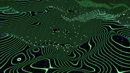 Landscape model in a 3d radar, 3d illustration