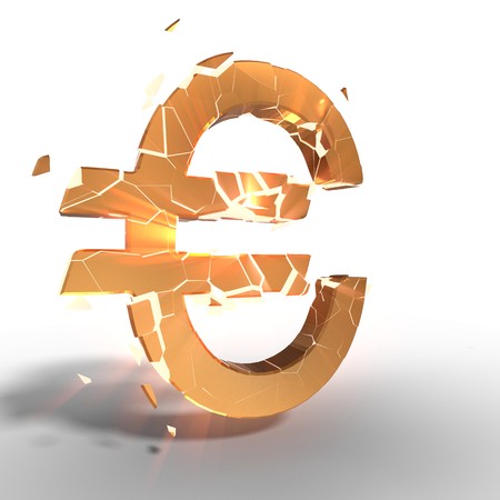 Euro icon of gold exploiting, 3d renderingの写真素材