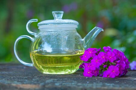 green tea in beautiful cupの写真素材