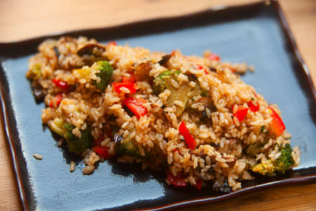 pilaf with vegetables and mushroomsの写真素材