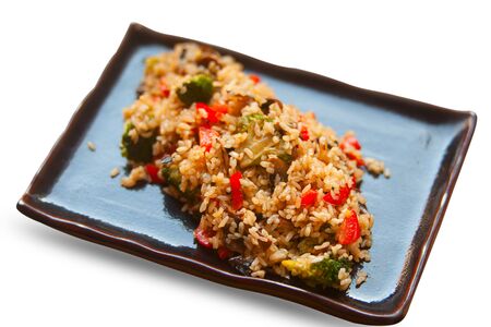 pilaf with vegetables and mushroomsの写真素材