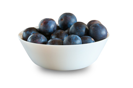appetizing ripe plum on tableの写真素材