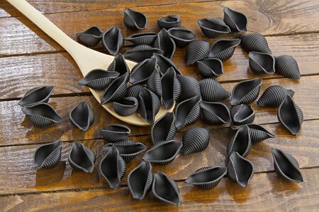 gourmet delicious fresh Italian pasta black Neriの写真素材