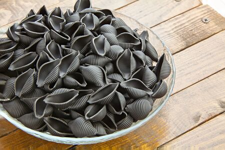 delicious fresh Italian pasta Neri on plateの写真素材