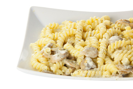 delicious appetizing  girandole with mushroom on wooden whiteの写真素材