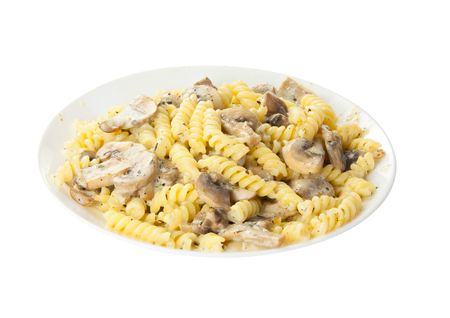 delicious appetizing  girandole with mushroom on wooden whiteの写真素材