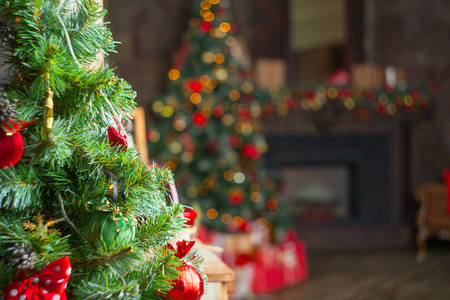 beautiful abstract christmas background with Christmas garlandsの写真素材