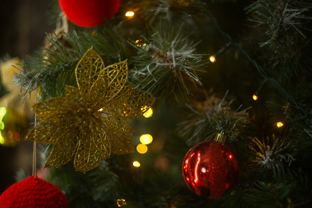 beautiful abstract christmas background with Christmas garlandsの写真素材