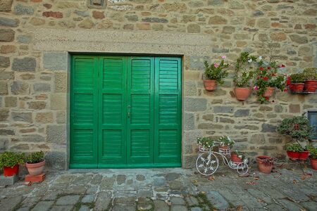 Beautiful Italian street of a small old provincial townの写真素材