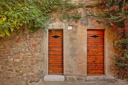 Beautiful Italian street of a small old provincial townの写真素材