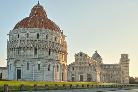 Leaning Tower of Pisa in Pisa in Italy in Autumnの写真素材