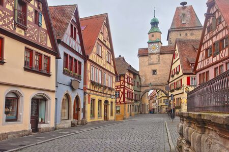 Beautiful Deutsch street of a rothenburg ob der tauberの写真素材