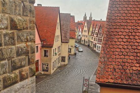 Beautiful Deutsch street of a rothenburg ob der tauberの写真素材