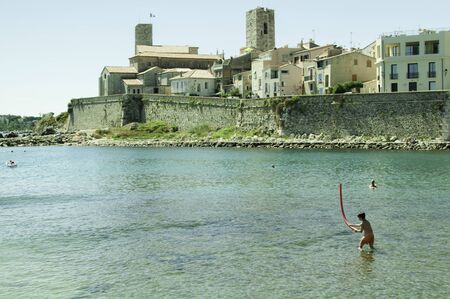 Helmet and water in old Antibesの写真素材