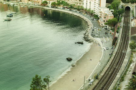Panoramic view of a beach in Eze, the blue coast of Franceの写真素材