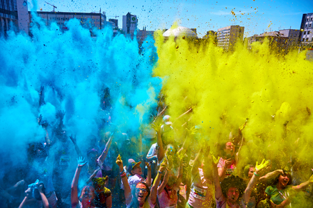 Ukraine, Kiev, June 10, 2018 was the fifth, anniversary Kyiv Color Run, which gathered more than 3000 people.のeditorial素材