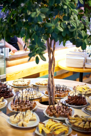 sweet desserts, waffle cakes and chocolate muffinsの写真素材