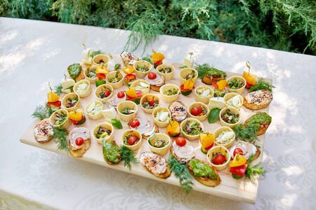 delicious buffet for guests, beautiful sandwiches, juicy meat
